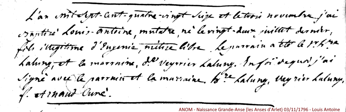 Acte de naissance de Louis Antoine